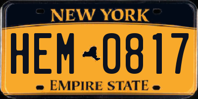 NY license plate HEM0817