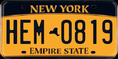 NY license plate HEM0819