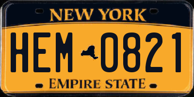 NY license plate HEM0821