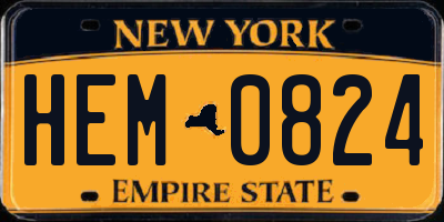 NY license plate HEM0824