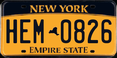NY license plate HEM0826