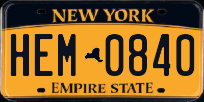 NY license plate HEM0840