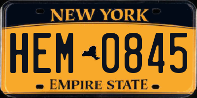 NY license plate HEM0845