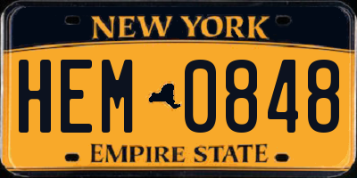 NY license plate HEM0848