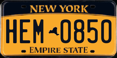 NY license plate HEM0850