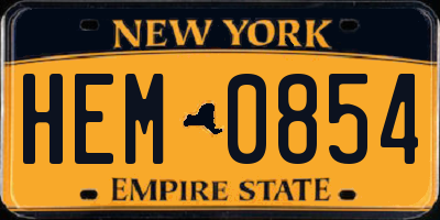NY license plate HEM0854