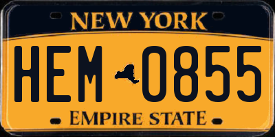 NY license plate HEM0855