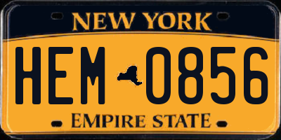 NY license plate HEM0856