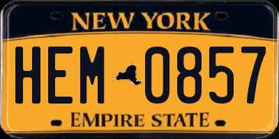 NY license plate HEM0857