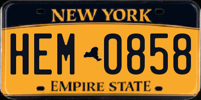 NY license plate HEM0858
