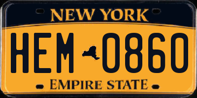 NY license plate HEM0860