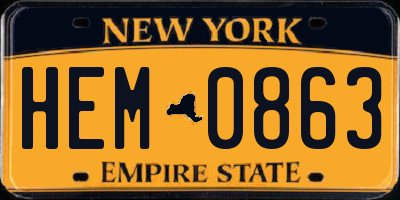 NY license plate HEM0863
