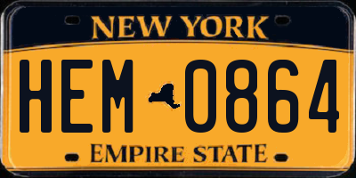 NY license plate HEM0864