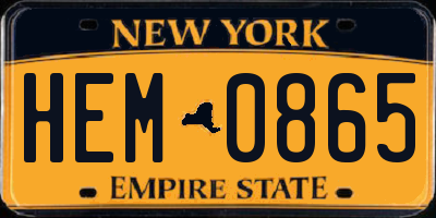 NY license plate HEM0865