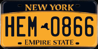 NY license plate HEM0866