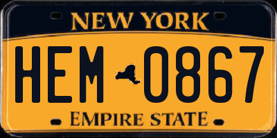 NY license plate HEM0867