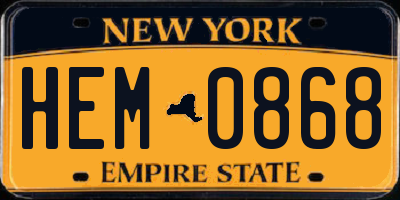 NY license plate HEM0868