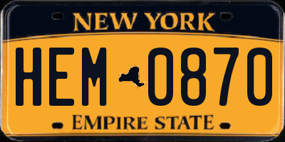 NY license plate HEM0870