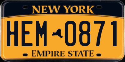 NY license plate HEM0871