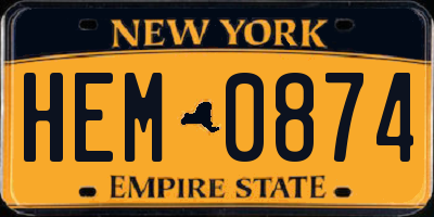 NY license plate HEM0874
