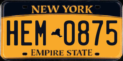 NY license plate HEM0875