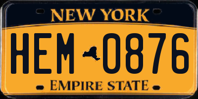 NY license plate HEM0876