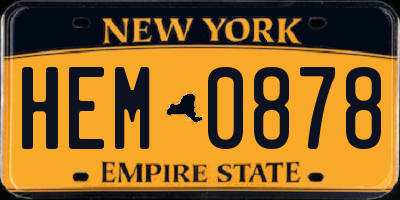 NY license plate HEM0878
