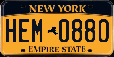NY license plate HEM0880