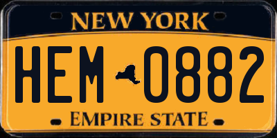 NY license plate HEM0882