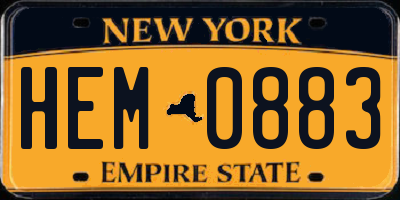 NY license plate HEM0883