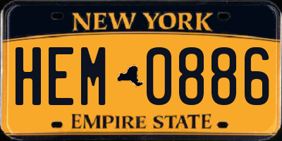NY license plate HEM0886