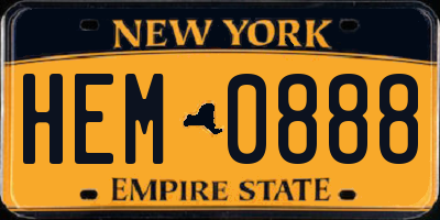 NY license plate HEM0888