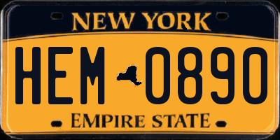NY license plate HEM0890