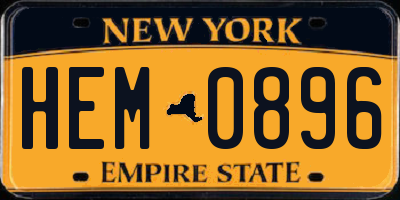 NY license plate HEM0896