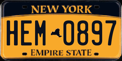 NY license plate HEM0897