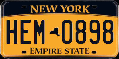 NY license plate HEM0898