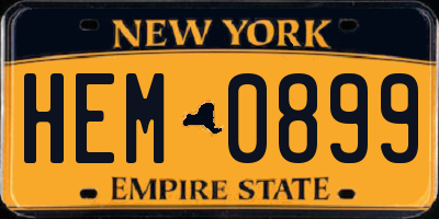 NY license plate HEM0899
