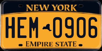 NY license plate HEM0906