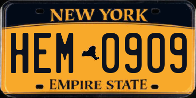 NY license plate HEM0909