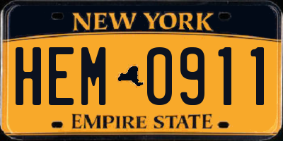 NY license plate HEM0911