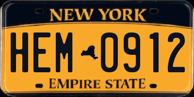 NY license plate HEM0912