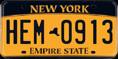 NY license plate HEM0913