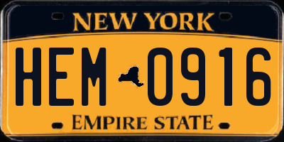 NY license plate HEM0916