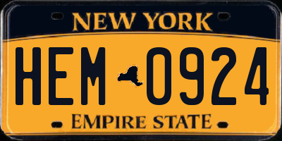 NY license plate HEM0924
