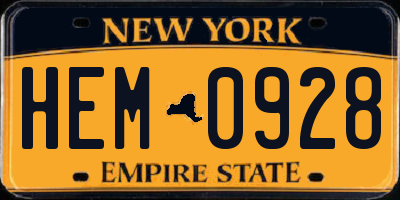 NY license plate HEM0928