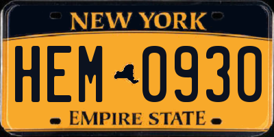 NY license plate HEM0930