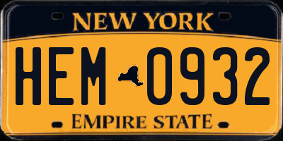 NY license plate HEM0932