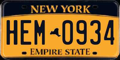 NY license plate HEM0934
