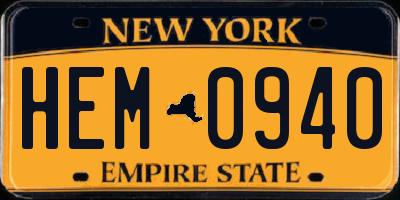 NY license plate HEM0940