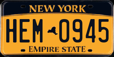 NY license plate HEM0945